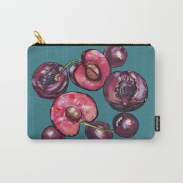 Cherries on Retro Green palette_oil digital painting Carry-All Pouch