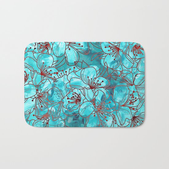 Little Blue Flowers Bath Mat