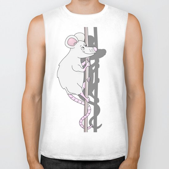 Cute Grey Cartoon Mouse Biker Tank