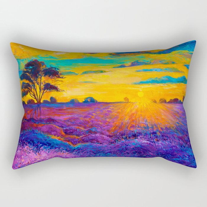 Florence Sunset Flower Field Rectangular Pillow