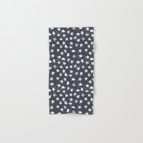 Linocut Stars - Navy & White Hand & Bath Towel