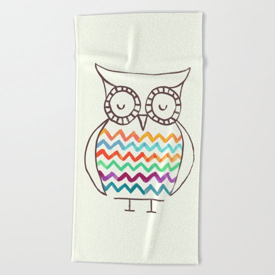 Chevron Owl Beach Towel