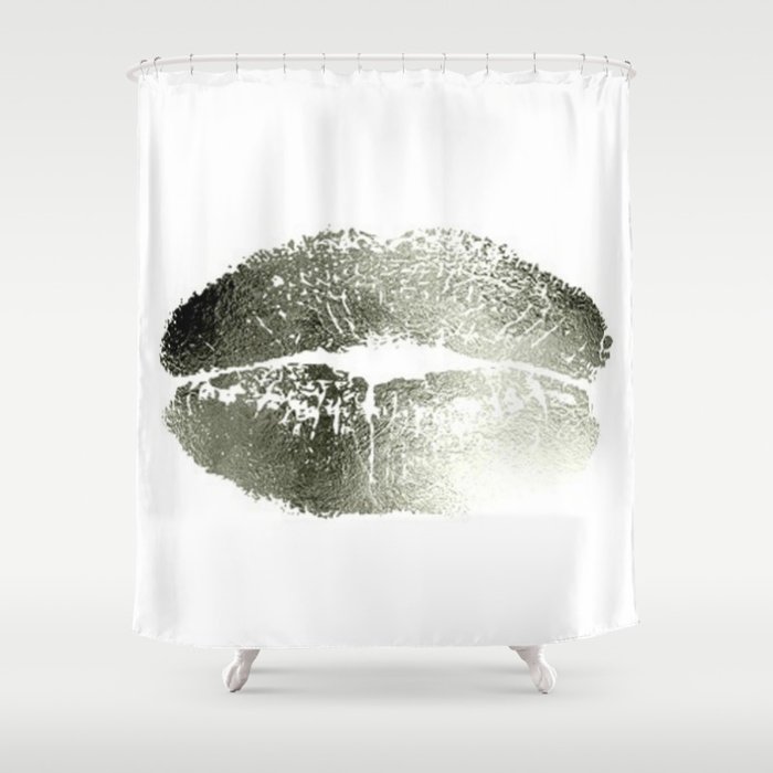 Lips Silver Shower Curtain