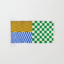 Retro Checkerboard Collage 02 Hand & Bath Towel | Modern, Fun, Checkerboard, Color, Board, Art, Check, Pattern, Trendy, Mid Century 