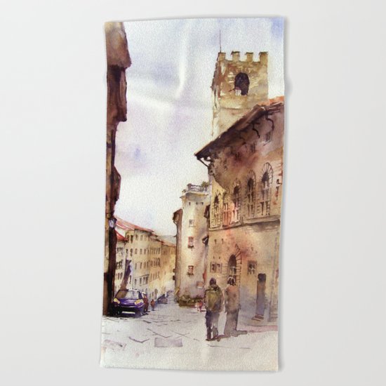 Italy oldtown Arezzo Beach Towel