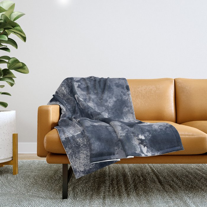 Abstract Navy Watercolor Throw Blanket