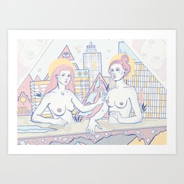 Girls in the City Art Print
