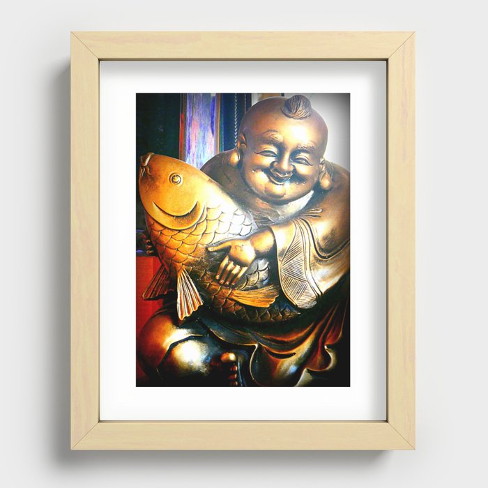 Buddha and fish Recessed Framed Print