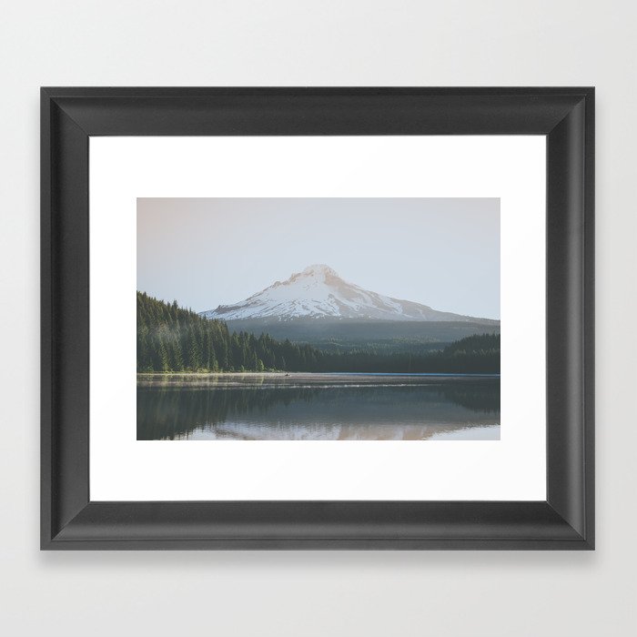 Trillium Lake Sunrise - Nature Photography Framed Art Print