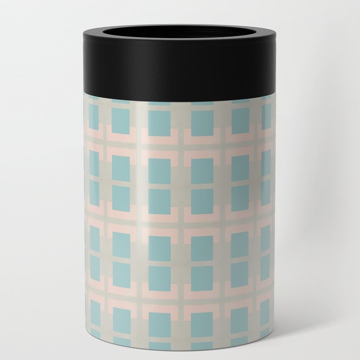 80s Mid Century Rectangles Baby Blue Can Cooler