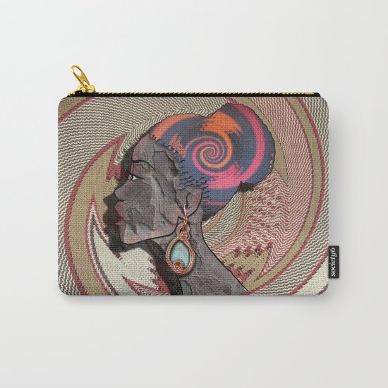 African woman profile on a woven basket Carry-All Pouch