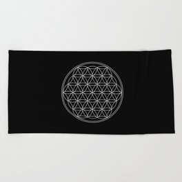 Flower of life on black Beach Towel