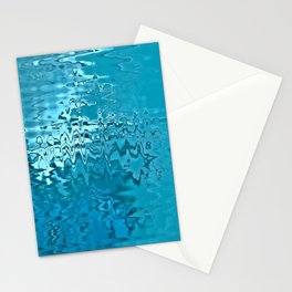 Cyan Blue Abstract Wave Design Stationery Card