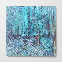 Van Gogh Trees & Underwood Turquoise & Amethyst Metal Print | Ultraviolet, Vincentvangogh, Blue, Oil, Impressionism, Digital, Nature, Purevintagelove, Classic, Landscape 