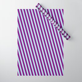 [ Thumbnail: Powder Blue & Purple Colored Striped Pattern Wrapping Paper ]