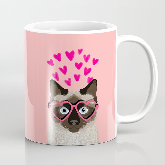 Siamese Cat valentines day gift for cat lady love heart romantic kitten pet friendly present for her Coffee Mug