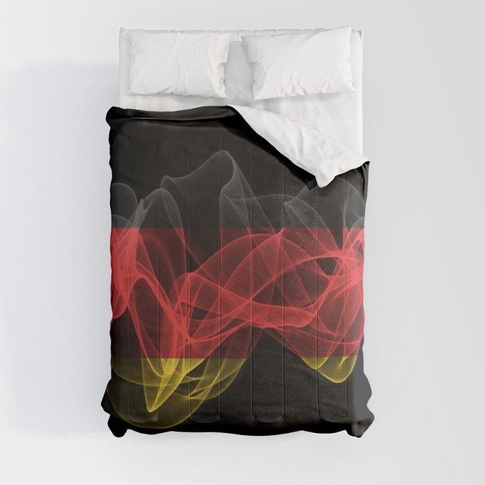 Germany Smoke Flag on Black Background, Germany flag Comforter