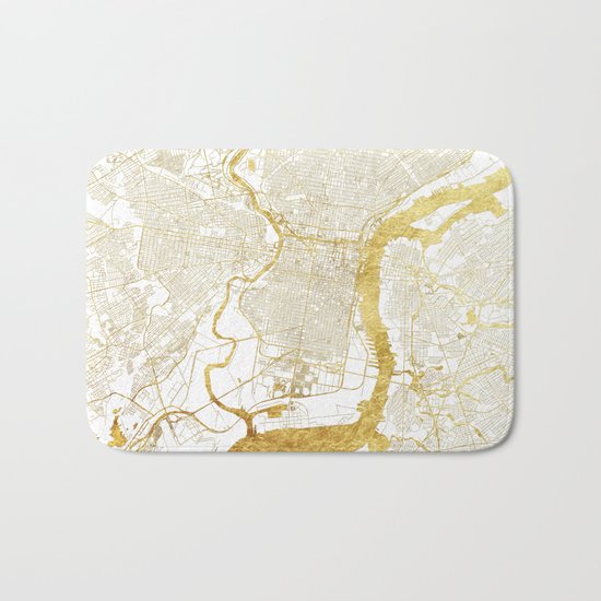 Philadelphia Map Gold Bath Mat