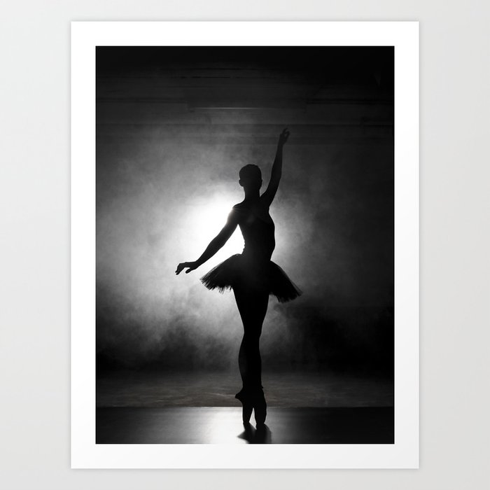 Silhouette of a ballerina with smoke in black Art Print by Evelien Oerlemans | Nature and Travel Ph | Society6