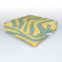 Modern Abstract Pattern 15 Liquid Swirl in Mustard Green Outdoor Floor Cushion