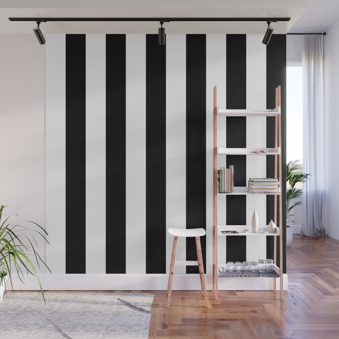Black & White Vertical Stripes - Mix & Match with Simplicity of Life Wall Mural