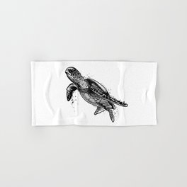 Sea turtle black and white drawing Hand & Bath Towel