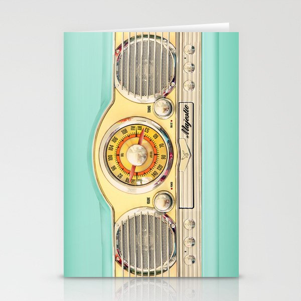 Blue teal Classic Old vintage Radio Stationery Cards