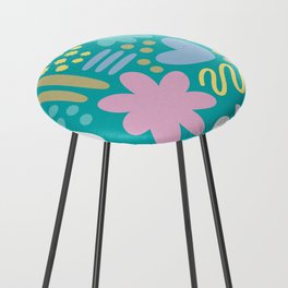 Abstract vintage color shapes collection 4 Counter Stool