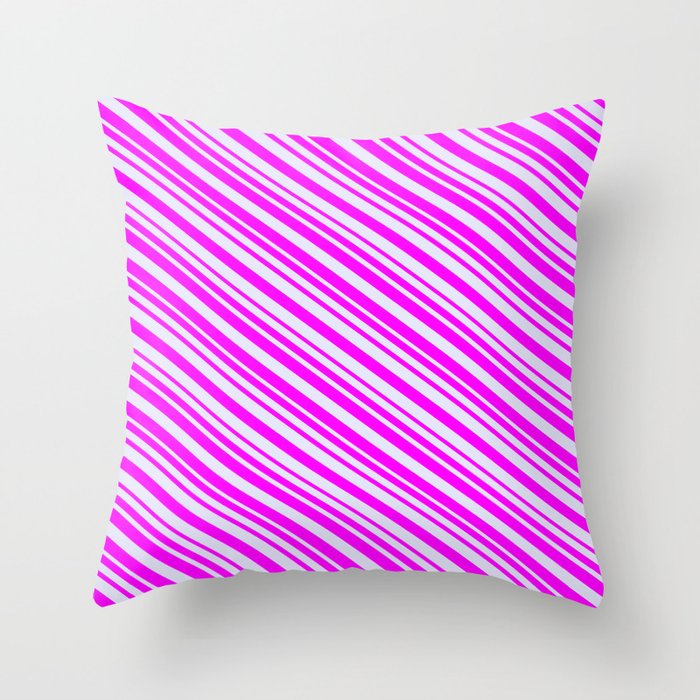 Fuchsia and Lavender Colored Stripes/Lines Pattern Throw Pillow