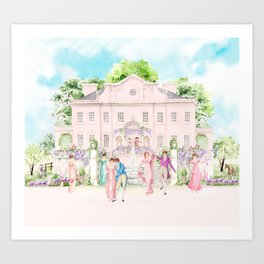 Pink House, Jane Austen Regency Romance Art Print