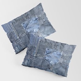 Blue Jeans Pocket Patchwork Pattern Pillow Sham