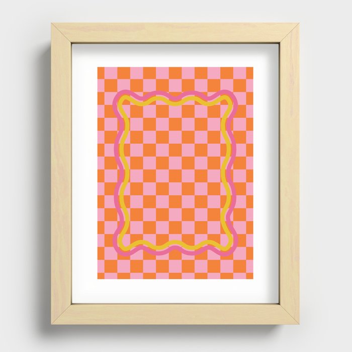 90s Checkerboard - Orange 4 Recessed Framed Print