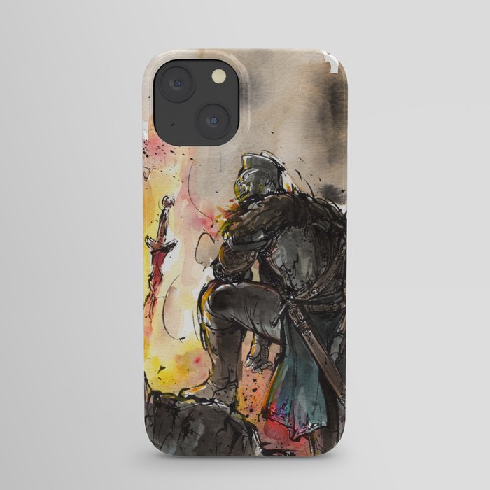Dark Souls Bonfire with a Warrior Japanese calligraphy iPhone Case