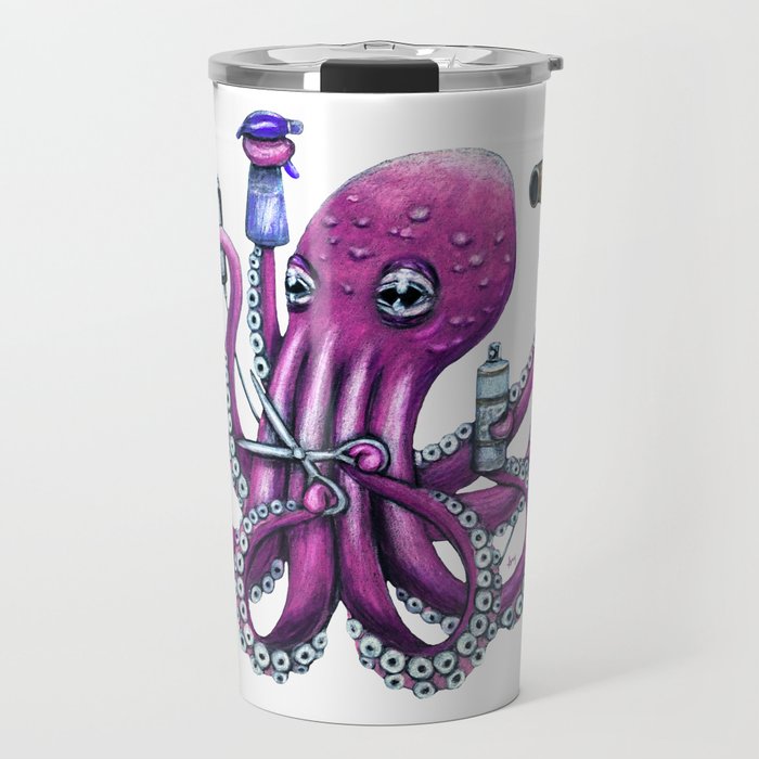 "Octo Stylist" - Octopus Hairdresser Travel Mug