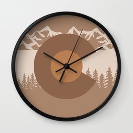 Coffee Colorado Flag Wall Clock | Digital, Graphicdesign, Tree, Cabin, Coloradoflag, Snowboarding, Ski, Beige, Flag, Mountains 