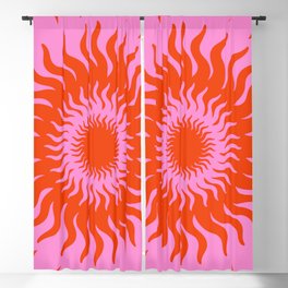 Retro Sun Pink and Orange Abstract Sunrays Trippy Pattern Blackout Curtain