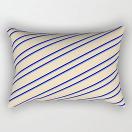 [ Thumbnail: Tan, Blue, and Cornflower Blue Colored Lines Pattern Rectangular Pillow ]