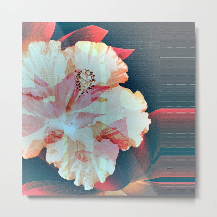 Retro Soft Vivid Hibiscus Floral Metal Print