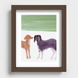 Close Dogs at a Beach - Purple and Brown Recessed Framed Print