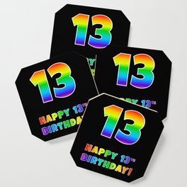 [ Thumbnail: HAPPY 13TH BIRTHDAY - Multicolored Rainbow Spectrum Gradient Coaster ]