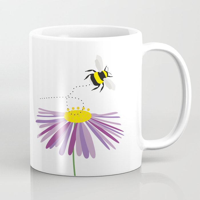 Aster flower with Bumblebee Coffee Mug