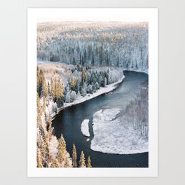 Frozen landscape in Kuusamo, Finland / Fine art still on film Art Print