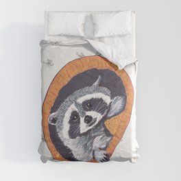 Peeking Raccoon#1 White Pallet Comforter