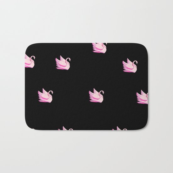 pink bird on black background Bath Mat