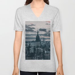 New York City Manhattan skyline double exposure V Neck T Shirt