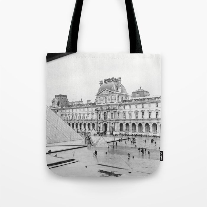 Iconic building,The Louvre in Paris in France | Architecture | black and white travel photography  Tote Bag