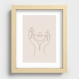 Hands on Face Recessed Framed Print