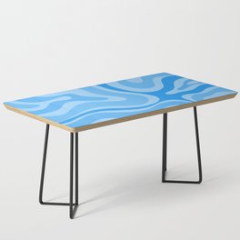 Modern Retro Liquid Swirl Abstract Pattern in Light Blue and Sky Blue Coffee Table