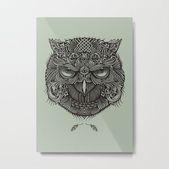 Warrior Owl Face Metal Print