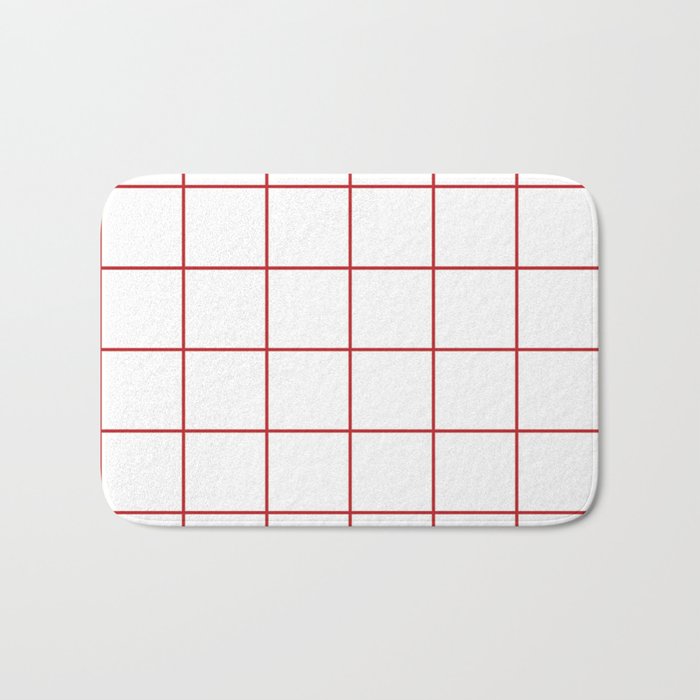 red grid Bath Mat